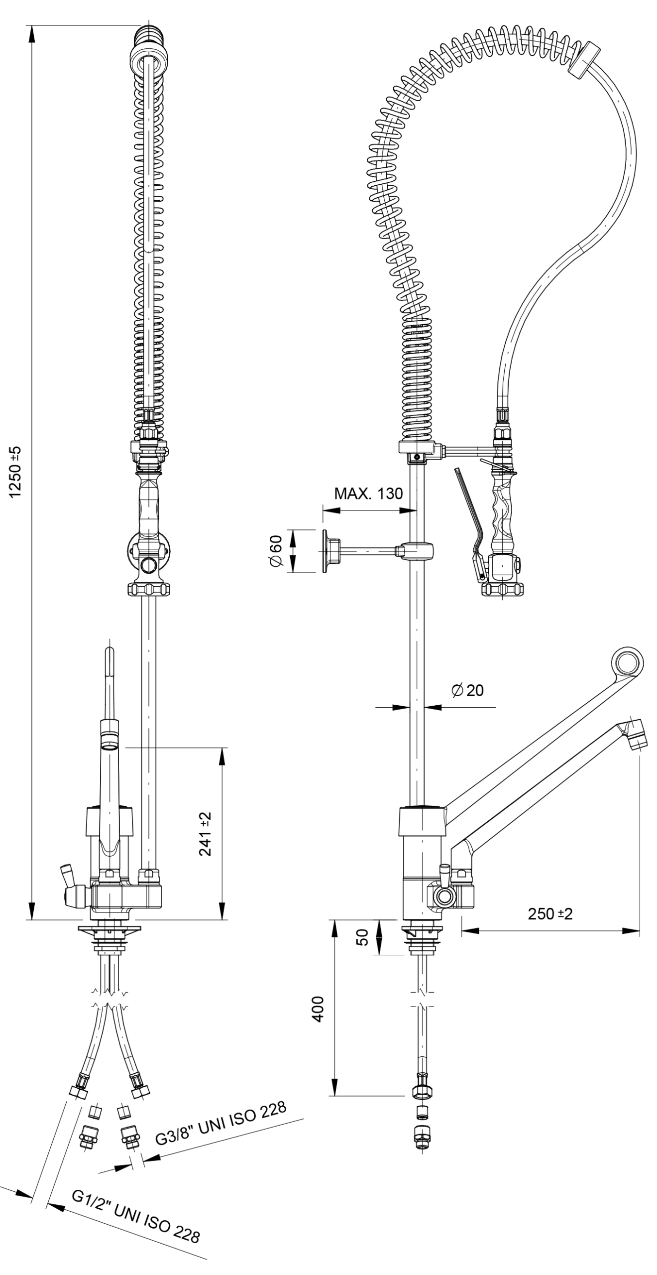 Premium-Spülbrause mit Auslaufhahn 8005 - Einloch-Mischbatterie mit Einhebelmischer – Bild 3